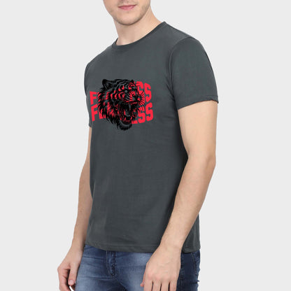Fierce Black Tiger Graphic Tee - Fearless Gray T-Shirt