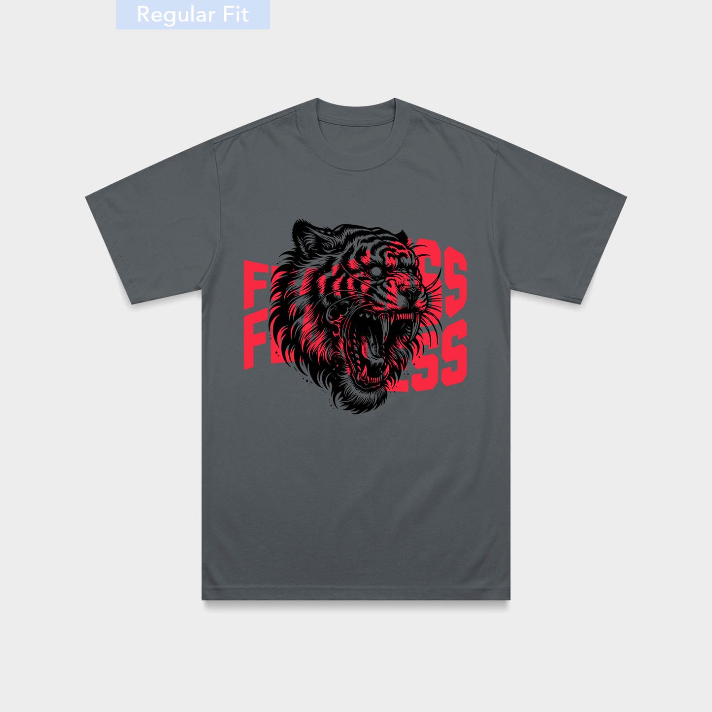 Fierce Black Tiger Graphic Tee - Fearless Gray T-Shirt